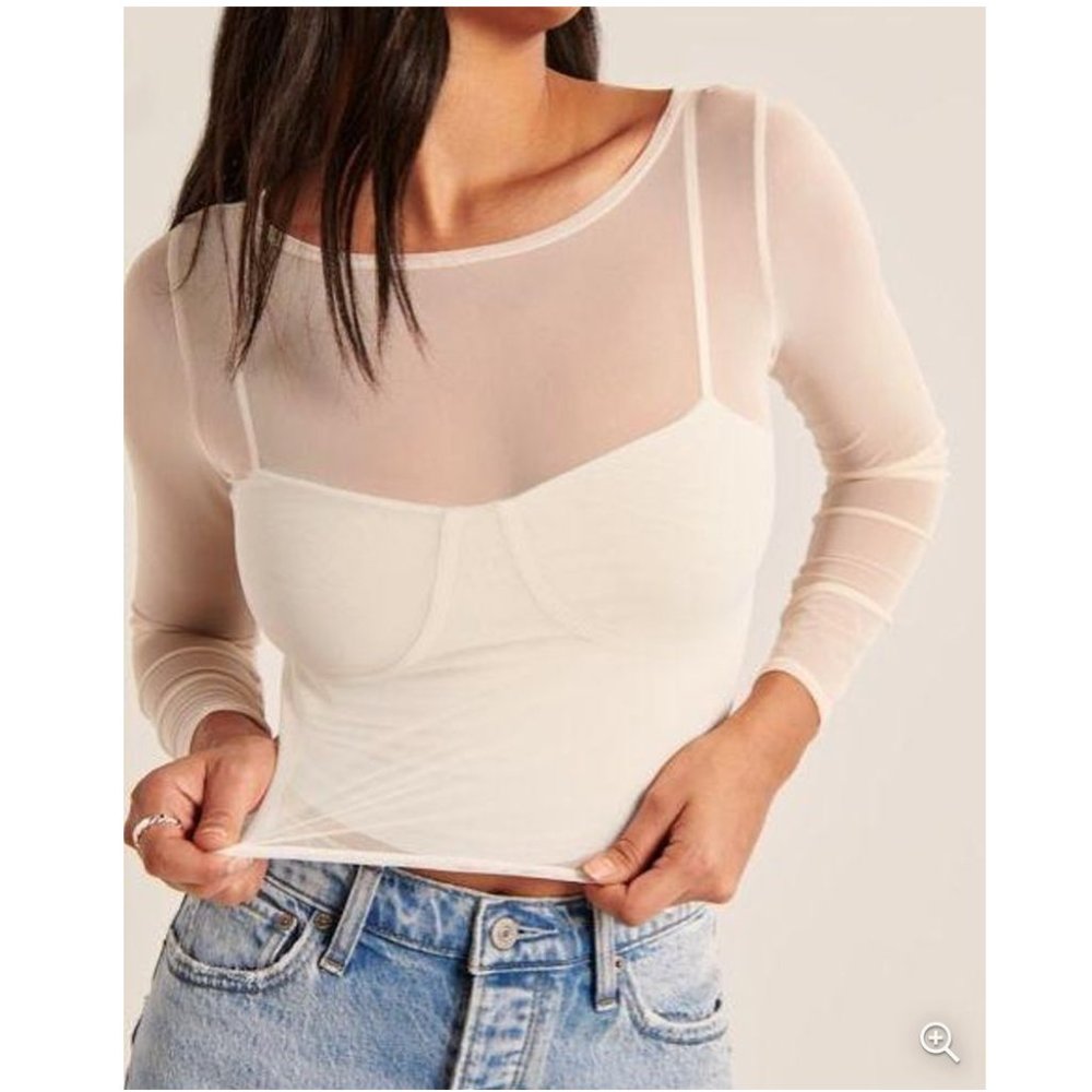 Abercrombie Long-Sleeve Mesh Corset Top NWT Size Small